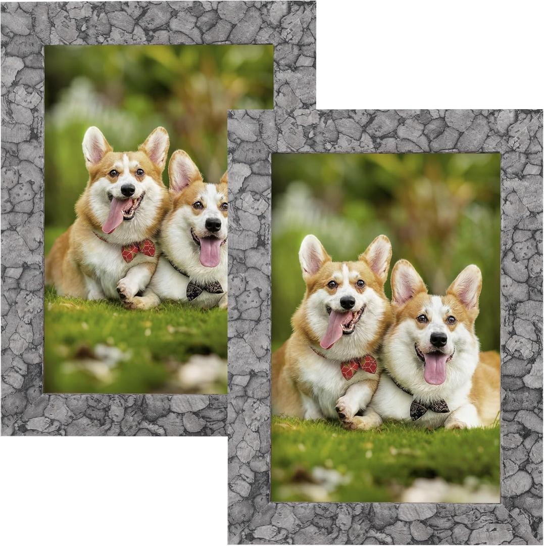 TOFOREVO Picture Frames 4x6 Set of 2 Stone Grey Wood Grain Photo Frame for Gallery Wall Mounting or Tabletop Display