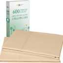 California Design Den Luxuriously Soft Premium 600 Thread Count, 100% Cotton Set of 2 Cases, Crisp Standard Pillow Covers, Fits Standard & Queen Pillows (Golden Tan)