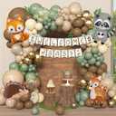167Pcs Woodland Animals Baby Shower Decorations, Woodland Balloon Garland Arch Kit with Welcome Baby Banner Sage Green Brown Neutral Forest Animal Foil Balloons for Forest Safari Jungle Party Supplies