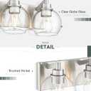 Bathroom Light Fixtures, 3-Light Brushed Nickel Vanity Light, Modern Wall Sconces with Globe Clear Glass Shade, Vanity Lighting Fixtures Over Mirror, VL195-BN-CL-3