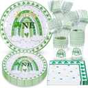 Atonofun Lucky One Birthday Party Supplies, St. Patrick's Day 1st Plates and Napkins Set, Irish Party Plates, Cups, Napkins, Cutlery for St. Patrick's Day and Irish First Birthday Party, Serves 24