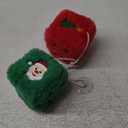 Christmas Fuzzy Dice for Car Rear View Mirror, Embroidered Santa and Tree Design Hanging Decorations, Red Green Plush Dice Ornaments for Car, Indoor or Outdoor Holiday Decor Pair