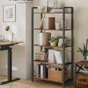 VASAGLE 5-Tier Bookshelf, Bookcase with Steel Frame, Book Shelf for Living Room, Home Office, Study, 11.8 x 31.5 x 60.2 Inches, Industrial Style, Rustic Brown and Ink Black ULLS081B01