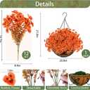Agusbagli Artificial Hanging Fall Flowers with Baskets for Outdoors Fake Hanging Autumn Plants UV Resistant Faux Orange Flowers in Basket Decor for Porch Patio Garden Yard Window Home Fall Decor