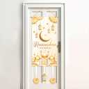 Eid Mubarak Ramadan Hanging Door Decoration for Home Outdoor-White Gold Moon Lantern Hanging Banner for Ramadan Decorations, 2026 Eid Mubarak Party,Passover