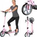 Big Wheels Kick Scooter for Kids Ages 6+, Teens and Adults, Max Load 300 LBS, Foldable - 2-Wheel Commuter Adult Scooters with Hand Brake & Shock Absorption, Adjustable Handlebar, Bearing ABEC9