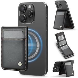JEEHOOD for Magsafe Wallet Magnetic Card Holder with Adjustable Stand, RFID Blocking Detachable Phone Wallet for iPhone 16/ 15/ 14/ 13/ 12/ Pro/ Max/ Plus, Black