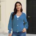 Women's Loose Sweater Button Soft V-Neck Long-Sleeved Cardigan Knitted Sweater Warm and Comfortable Coat (M)