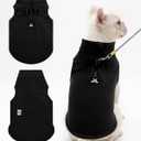 CuteBone Fleece Dog Vests Black with Turtleneck, Half Zip-Up & Pullover Winter Sweaters Shirts for Small Dogs - Warm Thermal Jackets with D-Ring, Ideal for Cold Weather DZBX06S, Size S