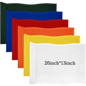 Nuenen 6 Pieces Large Golf Flags with Tube Inserted 20 x 13 Inch 420D Nylon Golf Pin Flags Waterproof Putting Green Pin for Backyard Practice Courses Country Club Garden (Multicolor)
