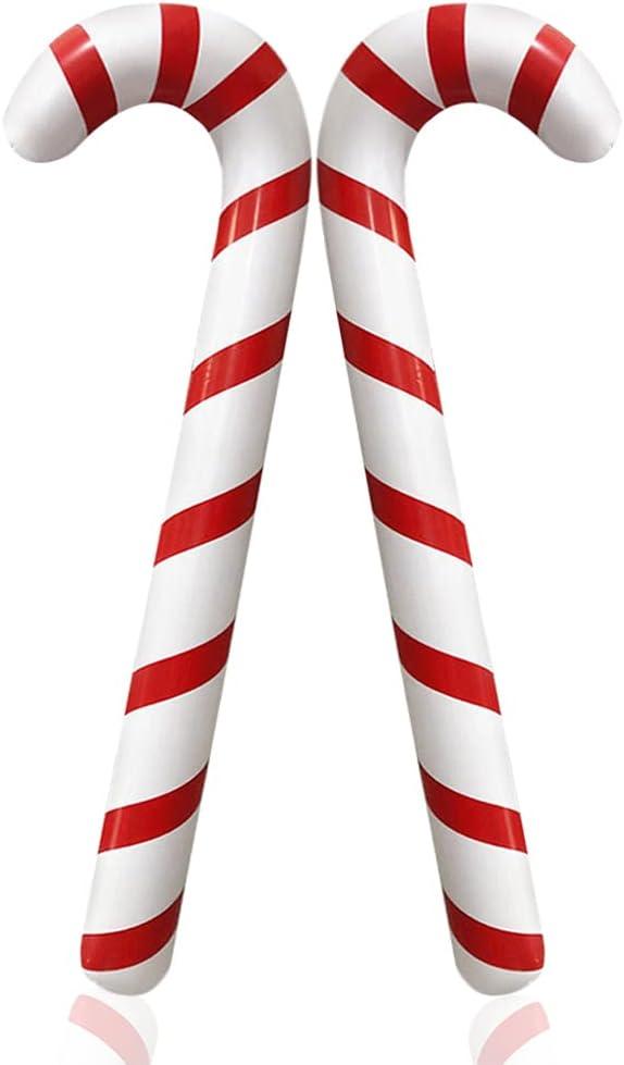 2pcs Inflatable Candy Canes Balloons for Christmas Candy Cane Decorations - Large Pool Floats Outdoor Candy Canes Balloons for Candy Cane Christmas Decorations