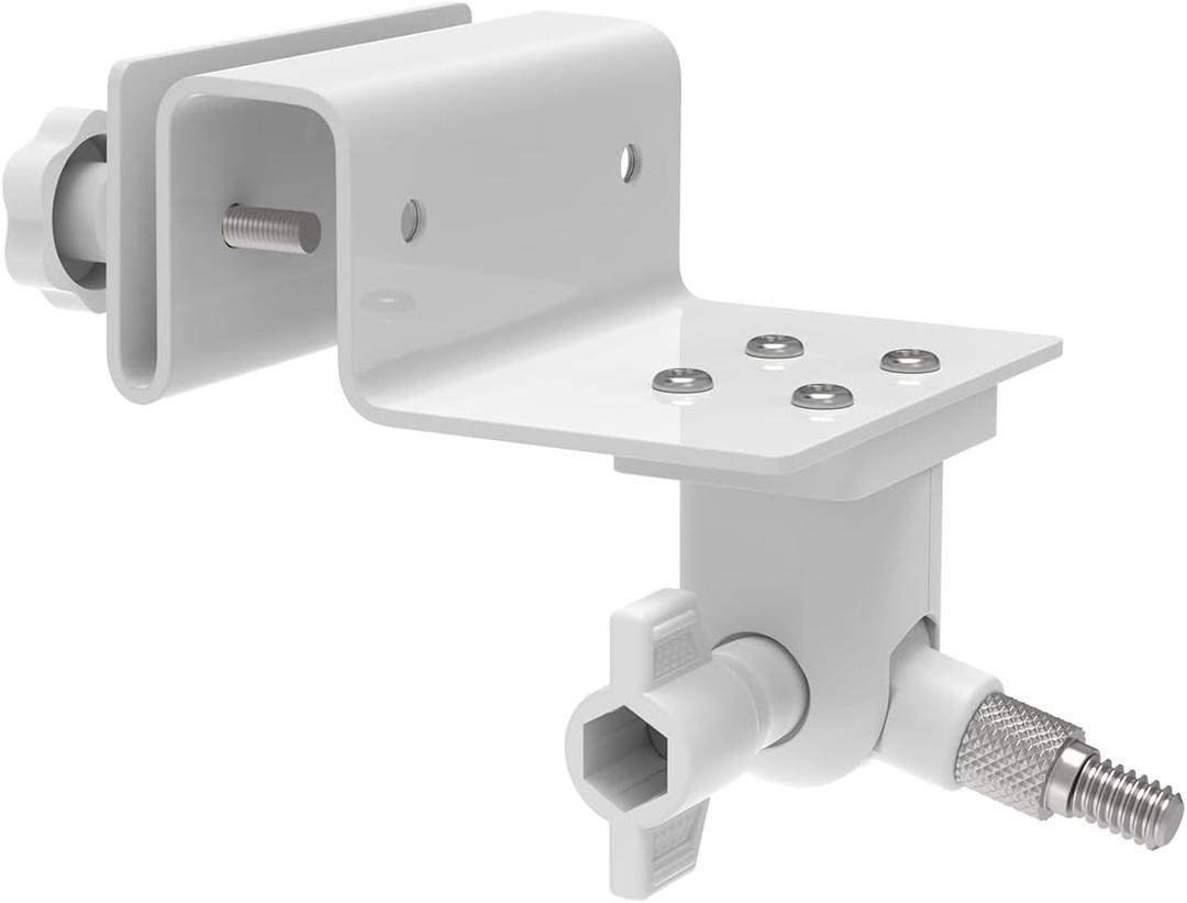 Holicfun Gutter Mount for Ring, Blink, Eufy, and Arlo Outdoor Security Cameras, No-Drill Installation, 360 Adjustable, Weather-Resistant, White