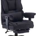 Efomao Big and Tall Office Chair 400 lb Weight Capacity, High Back Executive Office Chair with Foot Rest, Fabric Computer Chair for Back Pain Relief, Black