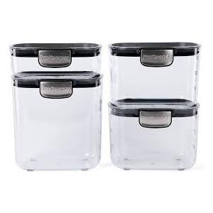 Progressive International ProKeeper+ 4-Piece Clear Plastic Modular Airtight Pantry Food/Snack Kitchen Storage Organization Container Canister Set