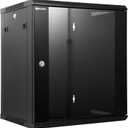 RackPath 12U Wall Mount Network Rack Cabinet  Quiet Cooling Fan, Locking Glass Door, 17.7" Deep (450mm), Removable Locking Side Panels, Fits 19" IT & A/V Equipment