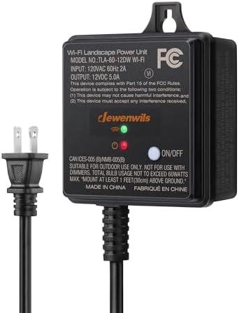 DEWENWILS 60W WiFi Low Voltage Transformer, 120V AC to 12V DC, Smart Outdoor Low Voltage Landscape Transformer with Timer, Work with Alexa & Google Home, Weatherproof for Landscape Lights, FCC Listed