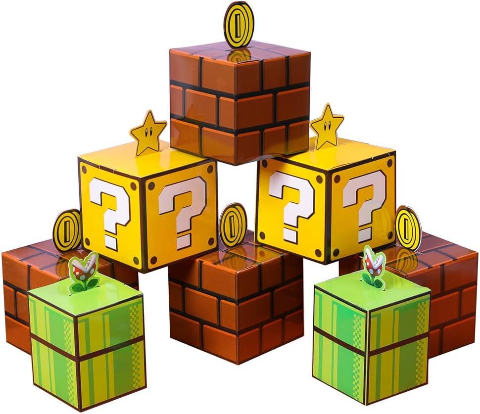 SUYEPER Super Theme Water Pipe Question Brick Treat Boxes Snack Goody Cardboard Bag Birthday Party Favors Decorations Gift Wrap Boxes (12PCS)