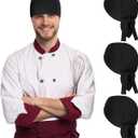 Chuarry Chef Hat Tie Back for Men Adjustable Chef Cap Bandana Skull Cap Black Breathable Cooking Hat for Men Women