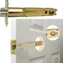 5 Inch Deadbolt Door Replacement Latch Fits Backset Standard Entry Doors Knobset or 90Rotation Leverset, 2-1/8" Cross Bore, Square Corner Faceplate, Polished Brass