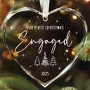 Pack of 2 Engagement Gifts for Couples  Newly Engaged Gifts for Her, Bride  Just Engaged Glass Christmas Ornament