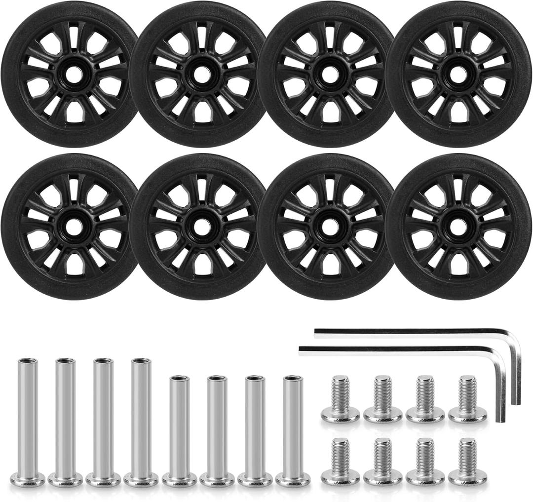 Zoofen 8 Pcs Luggage Replacement Wheels 55 x 12mm Double Suitcase Wheels Rubber Suitcase Replacement Casters(ZLN-Black)