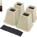 6 Inch Heavy Duty Bed Risers, Furniture Risers for Desk, Chair, Table or Sofa, Couch Lift Risers, Supports up to 2200 lbs per Leg(4 Pack Beige)