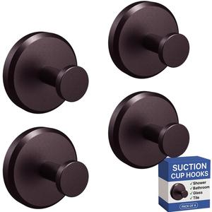 HOME SO Suction Cup Hooks for Shower & Bathroom Towel Holder 4-Pack  Suction Cups Hooks for Hanging Towels, Robes, & Coats - Tiles, Glass Door or Mirror  Shower Hooks & Towel Hooks Organizer -Bronze