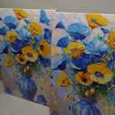 Blue and Yellow Flowers Wall Art Framed（Floral-2,16x24inch (40x60cm)