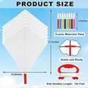 Binary Dust DIY Kite Making Kit - Blank Diamond-Shaped Kite, White, Comes With Watercolor Pens and 164 ft String for Outdoor Activities, 46 pieces