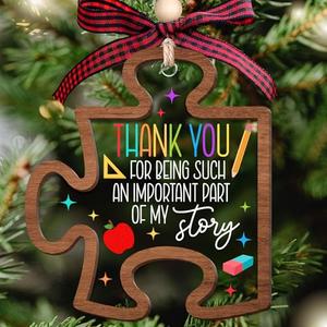 SUCHAGIFT Teacher Ornament - Teacher Christmas Ornaments for Tree - Teachers Gifts for Women - Teachers Daycare Provider Christmas Ornaments 2025 - Teaching Gifts - Wood & Acrylic Ornament 2025