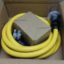 50 Amp Generator Cord and Power Inlet Box, Heavy Duty 15FT Generator Extension Cord, NEMA 14-50P to SS2-50R 125/250V Twist Locking with Pre-Drilled Inlet Box for Outdoor Emergency Kit