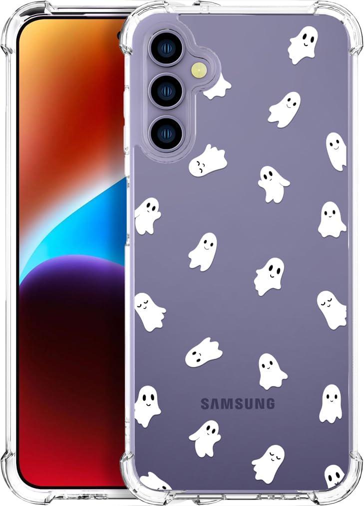 Compatible for Samsung Galaxy S24 Plus & S25 Plus Case for Women Cute Phone Funda Clear Design, S24+ / S25+ Cases Transparent Cool Kawaii Protective,Lovely Ghosts Halloween Hallowmas