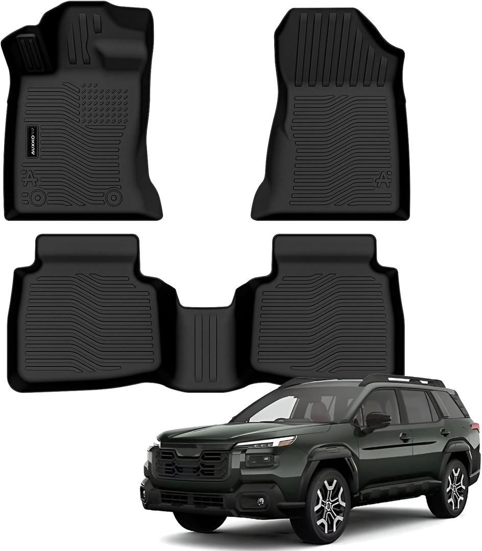 3 x Auxko All Weather Floor Mats for Subaru Outback 2026 TPE Rubber Liners Accessory for Subaru Outback 2026 Odorless Anti-Slip Mats Black
