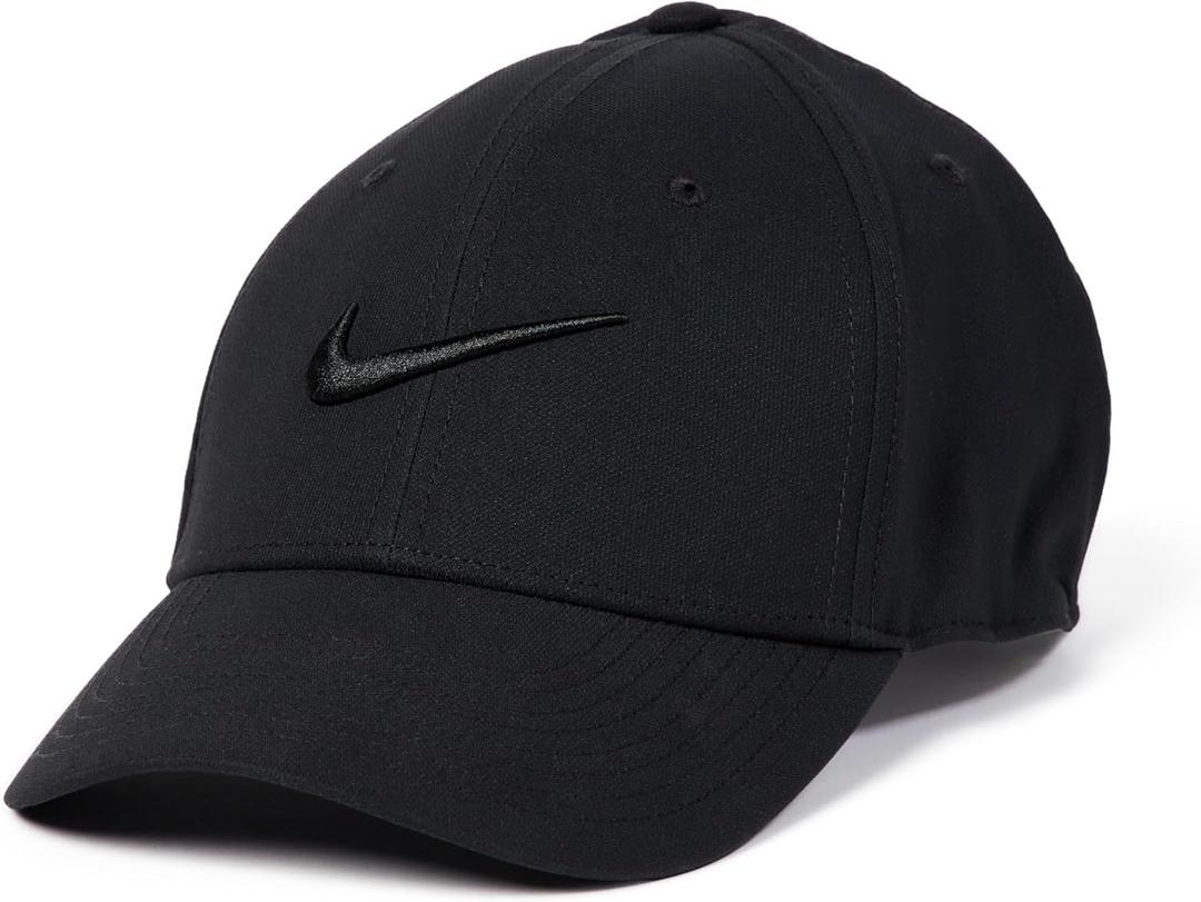 Nike Unisex Adult Dri-Fit Club Structured Swoosh Cap Hat | Men's and Women's (Small-Medium, Black/Black)