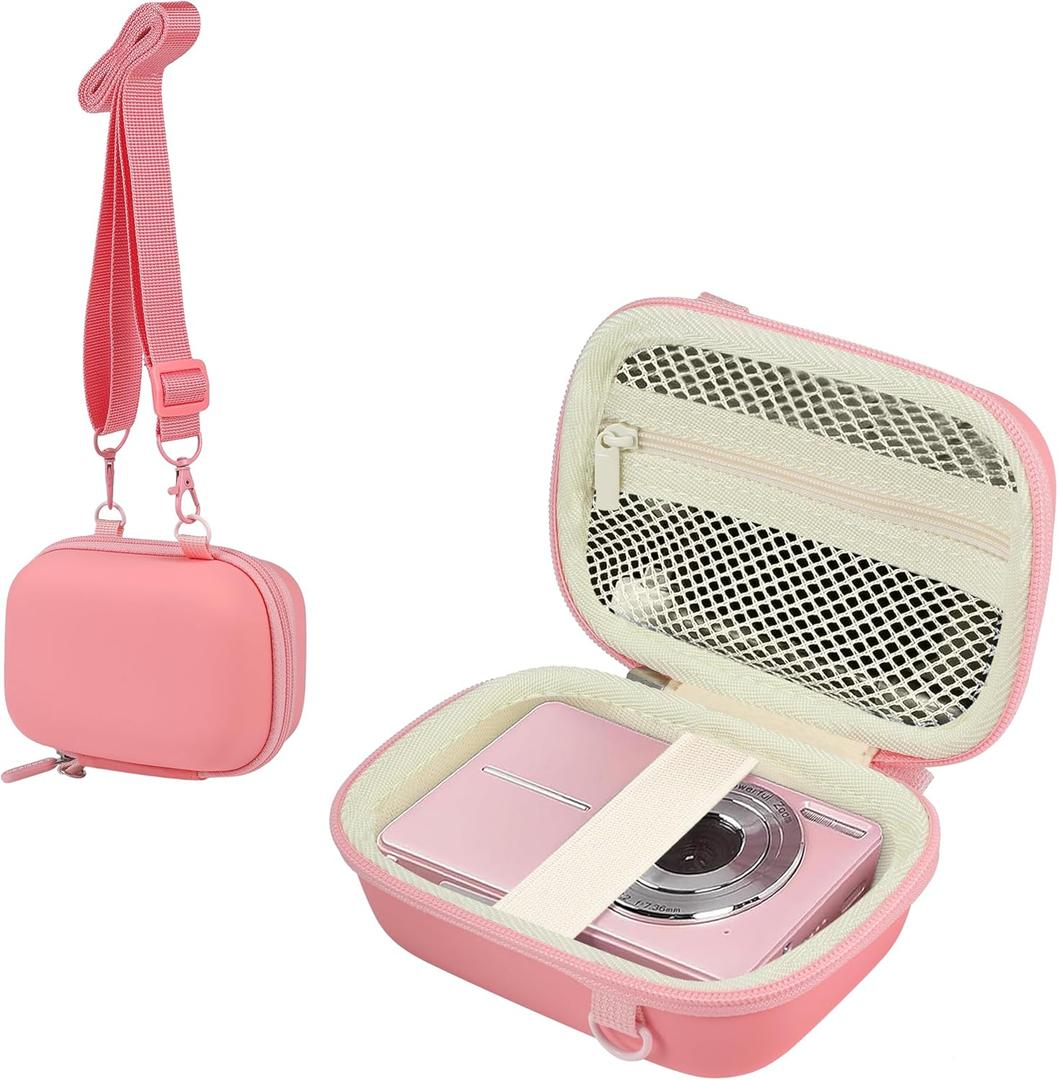 Leayjeen Digital Camera Case Compatible with CAMKORY/KODAK PIXPRO FZ45/FZ55/Canon PowerShot ELPH 180/ Sony DSCW800/ FHD 1080P 44MP Point Digital Camera,Compact Digital Camera-Pink(Case Only)