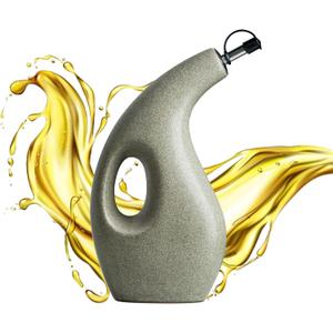 Olive Oil Dispenser Bottle for Kitchen with Spout, Ceramic Cooking Oil Dispenser for Vinegar Coffee Syrups & Other Liquids, 23oz (Grey)