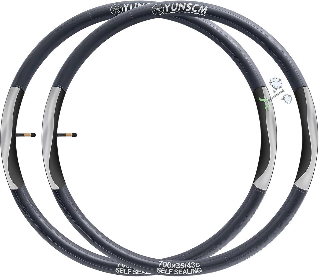 2-PCS 700C Self-Sealing Bike Tubes 700x35C 700x38C 700x40C 700x42C AV48mm Automatic Repair, Puncture Resistant Compatible with 700x35C/36C/38C/40C/42C/43C Heavy Duty Bicycle Tire Tubes Schrader Valve