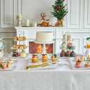 13-Piece Cake Display Set, 4 Square 3-Tier Cupcake Stands, Large Cake Stand, 6 Rectangular Trays, Golden Tongs & Server Dessert Table Display for Weddings, Baby Showers & Parties