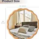 Scalloped Round Mirror 24", Wood Framed Nursery Wall Mirror with Tempered Glass, Decorative Wavy Edge Circle Mirror for Bedroom, Entryway or Living Room