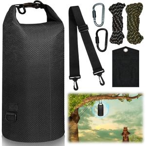 Bear Bag Hanging Kit, 10L Waterproof Bear Bags for Food Backpacking Camping, Ultralight Bear Proof Canister Gear for Food Storage with Survival Nylon Ropes, Clips, Rock Pouch, Pulley System