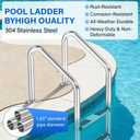 3-Step Swimming Pool Ladder for Inground Pools, 1.65" Pipe Diameter