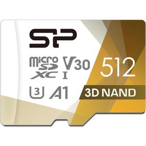 Silicon Power 512GB Micro SD Card U3 SDXC microsdxc High Speed MicroSD Memory Card with Adapter