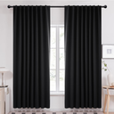 Deconovo Blackout Curtains – Room Darkening, Noise-Reducing, Thermal Insulated – Energy-Efficient Window Treatment for Bedroom, Living Room & Home Office – 2 Panels, Black, 70W x 84L Inch