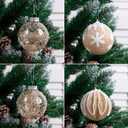 12 PCS Christmas Ornaments Set, 3.15-Inch Glitter Christmas Hanging Balls, Decorative Hanging Ornament Decorations, Xmas Shatterproof Plastic Balls for Holiday Party Wreath Garlands Trees, Beige (Champagne)