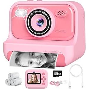 Instant Print Camera for Kids, 2.4 Inch Screen Kids Digital Cameras, Christmas Birthday Gifts for Girls Age 3-12, Portable Toddler Travel Toy for 3 4 5 6 7 8 9 10 Year Old Girls Boys