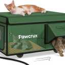 Weatherproof Heated Cat House for Outdoor in Winter, Heated Cat Bed Kitty Shelter with Cat Heating Pad, Insulated & Safe Escape Door, Warm Home for Outside Stray Cat (16.5"x26.3"x14.2", Green)