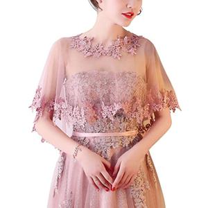 Women's Wedding Jackets Lace Bridal Bolero Shawl Tulle Cape for Bride Bridesmaid Wrap Shrug (One Size, Blush)