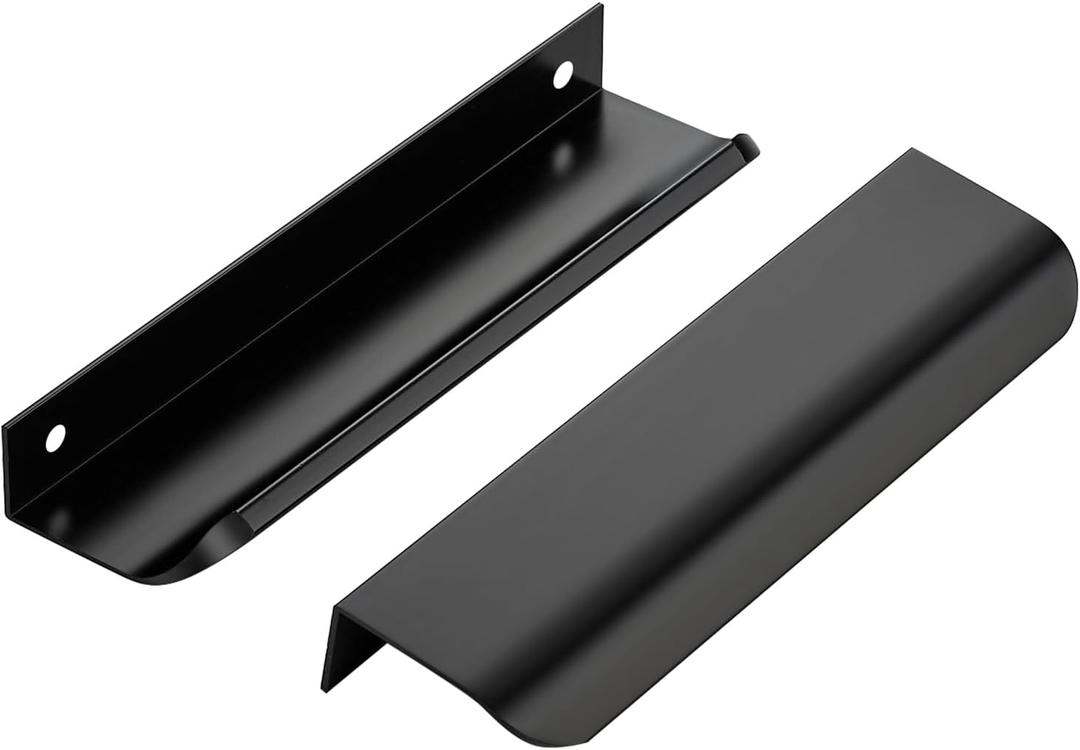 Ravinte Hardware 30 Pack Black Cabinet Handles, 5.9 Inch (150mm) Finger Edge Pulls, 5 Inch Hole Center, Finger Pulls for Cabinets