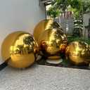 Inflatable Mirror Ball 0.6m/24in Big Shiny Balls Airtight Giant Mirror Balloon Large PVC Sealed Sphere For Events & Stage Party, Advertising, Shows Decoration(2 Piece,Gold,Without Air Pump)