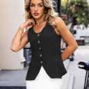 Tralilbee Black Vest Top Women Sleeveless Blazer Fitted Suit Vest Button Down Going Out Work Business Casual, Black, M  